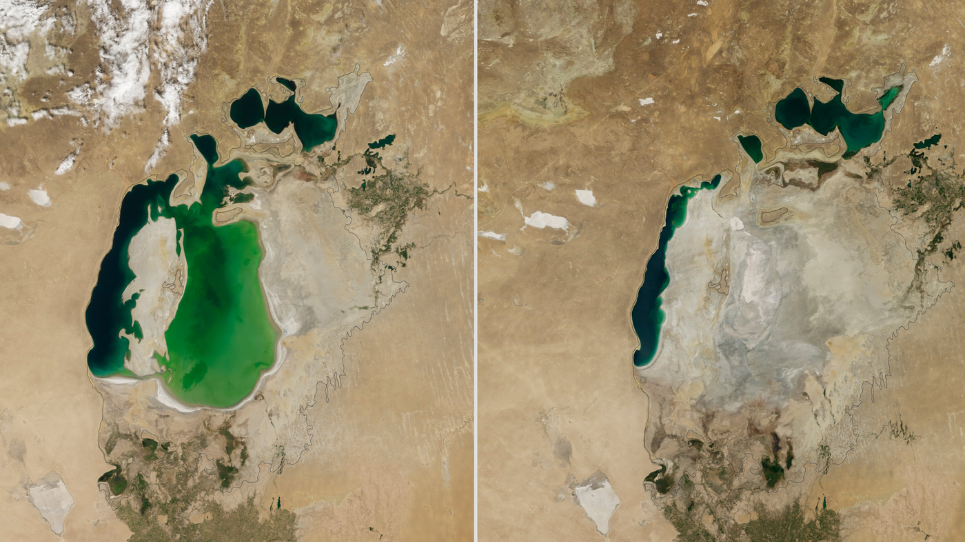 Aral Sea's Eastern Basin Has Dried Out, NASA Photos Show The TwoWay