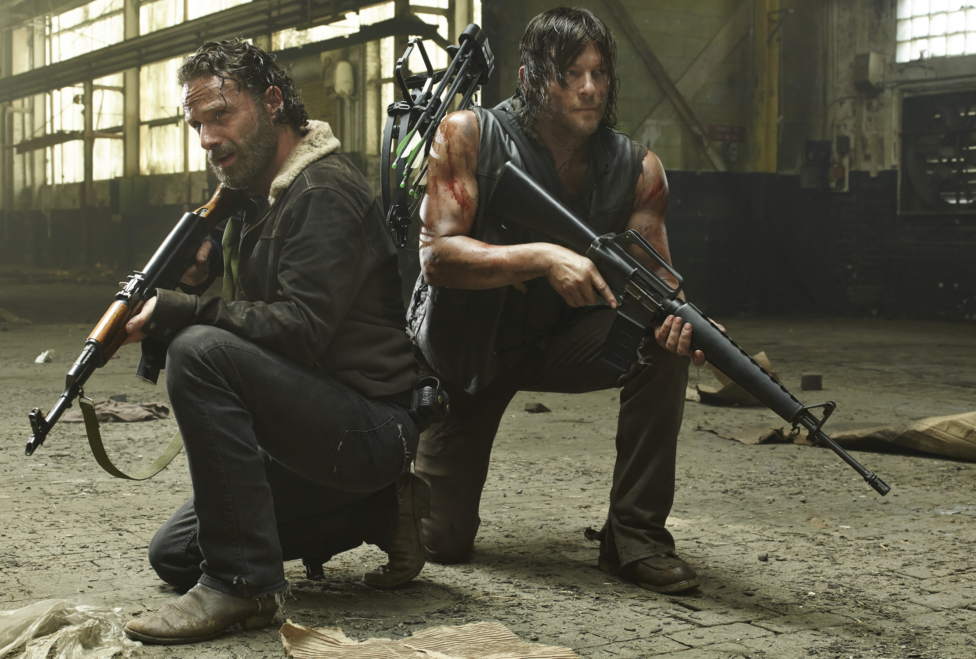 Andrew Lincoln, left, and Norman Reedus star in AMC's <em>The Walking Dead.</em> (AMC)