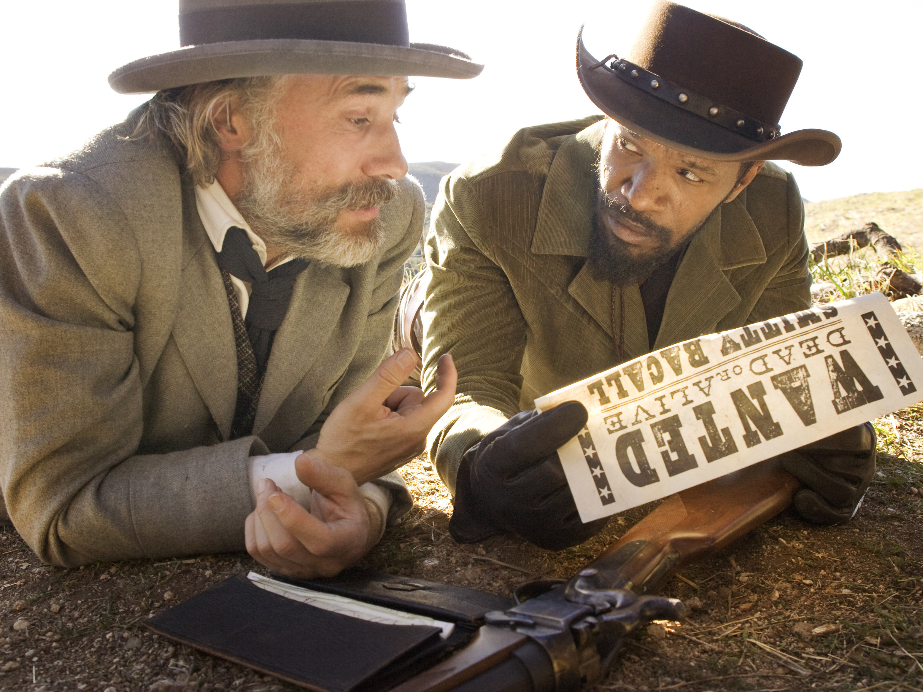 This undated publicity image released by The Weinstein Company shows Christoph Waltz as Schultz and Jamie Foxx as Django in the film Django Unchained.
