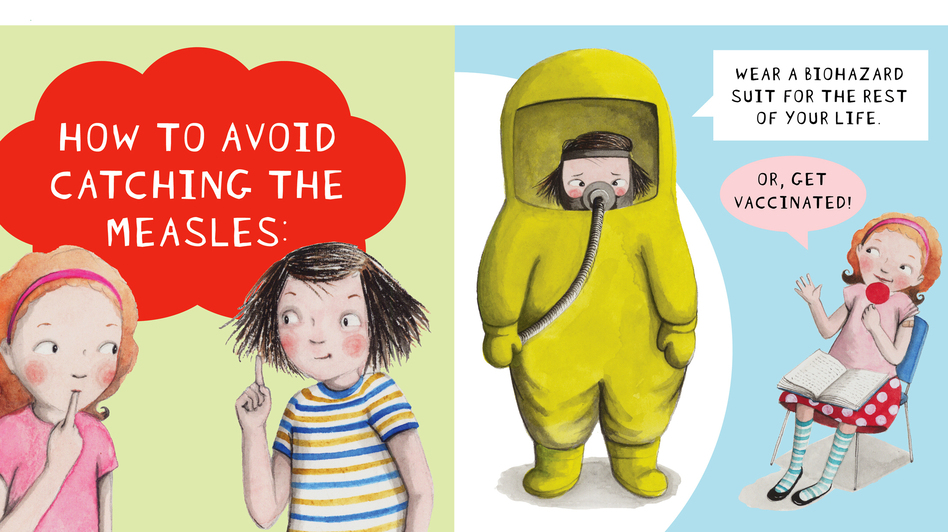 A scene from the Ivy and Bean poster on vaccinating against measles. (Sophie Blackall)