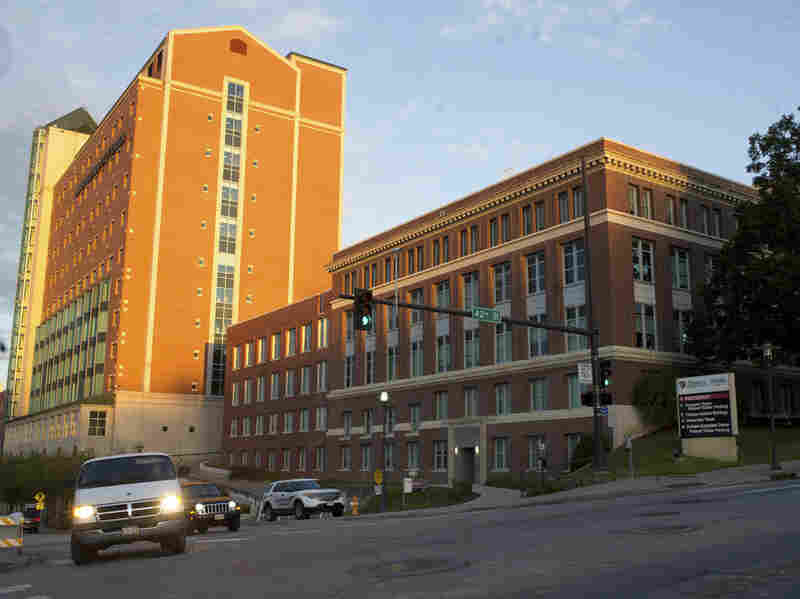 The Lied Medical Transplant Center (Left) is shown in Omaha, Nebraska, on Oct. 6, 2014.