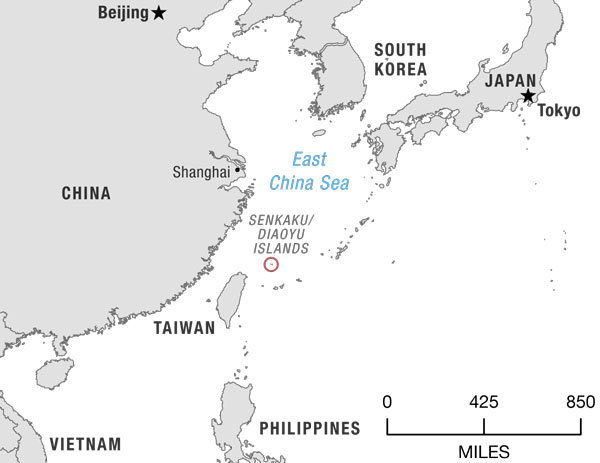 The Senkaku Islands, as they are called in Japan, sit in a strategic location between Okinawa and Taiwan. (Matt Stiles/NPR)