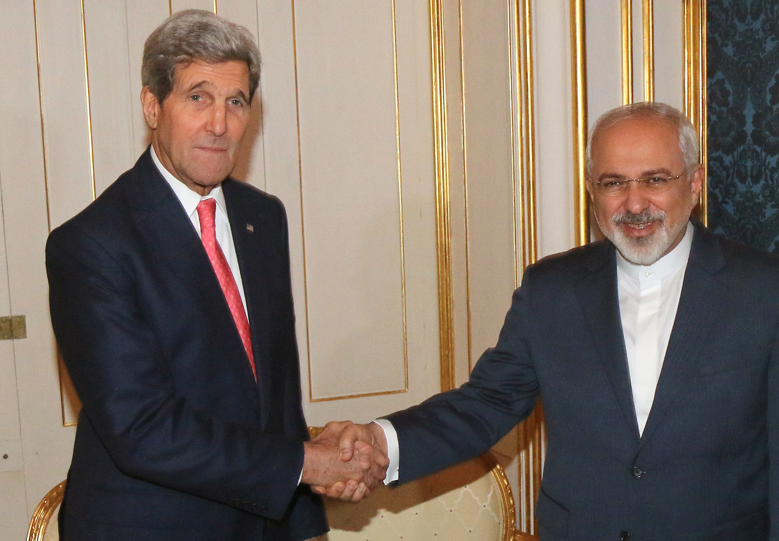 Secretary of State John Kerry shakes hands with Iranian Foreign Minister Mohammad Javad Zarif, prior to a bilateral meeting in Vienna, Austria, on Sunday.