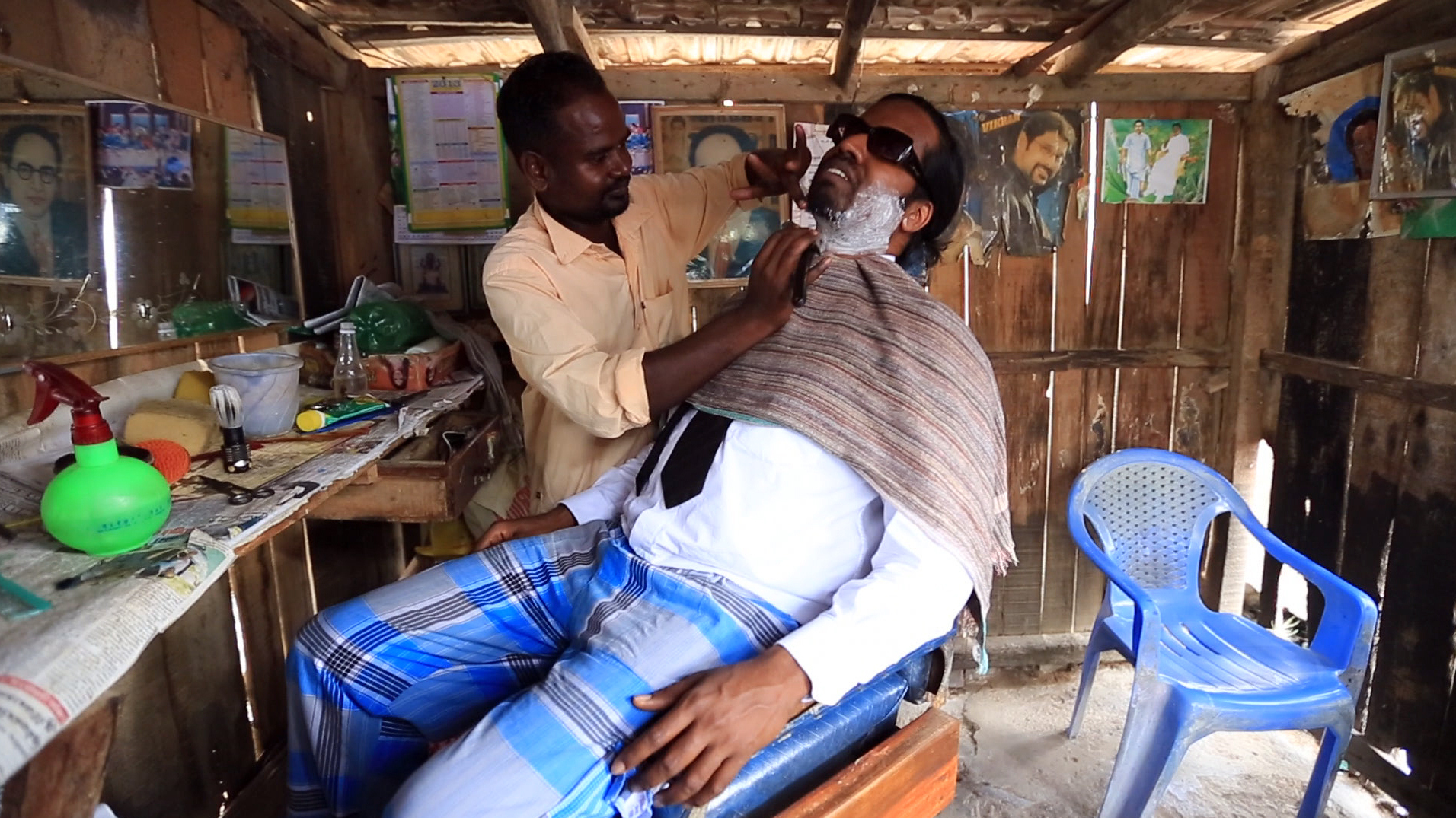 Wilbur Sargunaraj introduces us a barber in his father's home village in India. (Wilbur Sargunaraj for NPR)