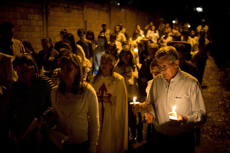 A vigil is held against violence in Cali, Colombia. The country has seen some 1,090 homicides this year. (Luis Robayo /AFP/Getty Images)