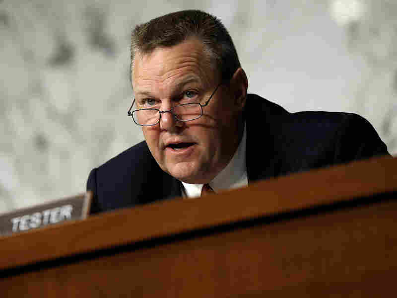 Sen. Jon Tester (D-MT) asks questions during a hearing of the Senate Veterans Affairs Committee on Sept. 9, 2014 in Washington, D.C.