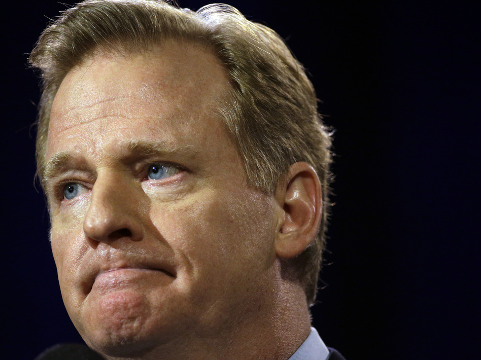 At a pre-Super Bowl news conference in Phoenix, Ariz., on Friday, NFL Commissioner Roger Goodell said it's been a "tough year" for the League. (David J. Phillip/AP)