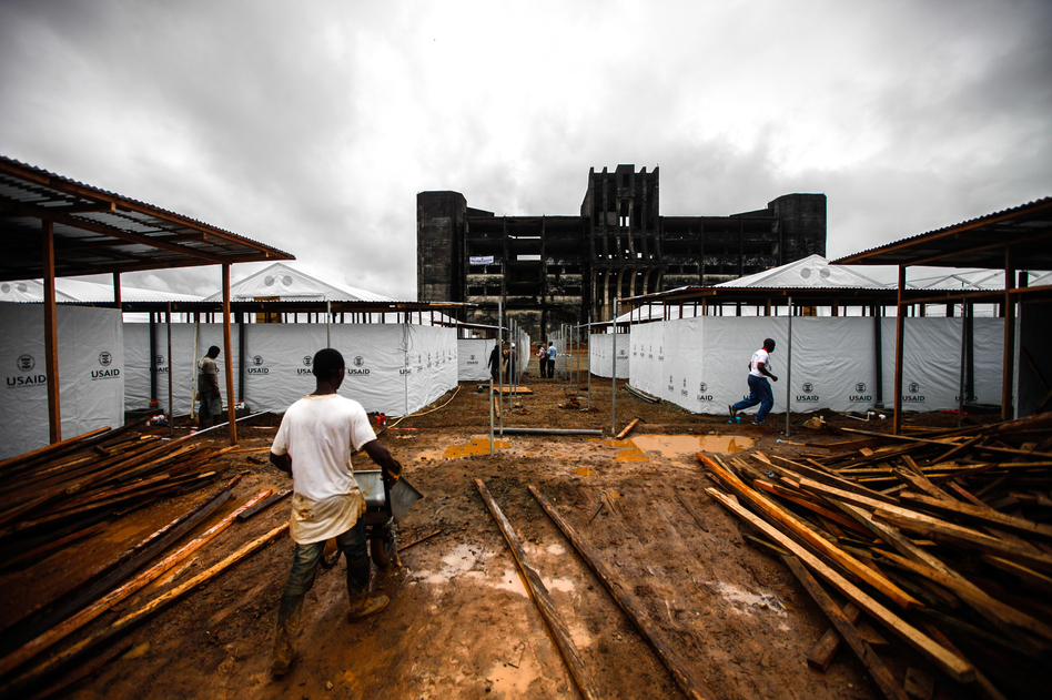 In September, this 300-bed Ebola treatment unit, funded by the U.S., was under construction in Monrovia, Liberia's capital. (John W. Poole/NPR)