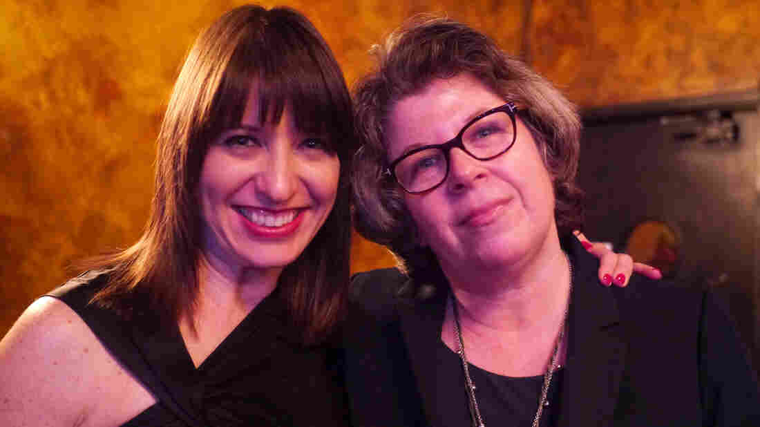 Ask Me Another host Ophira Eisenberg and author (and Very Important Puzzler) Meg Wolitzer.