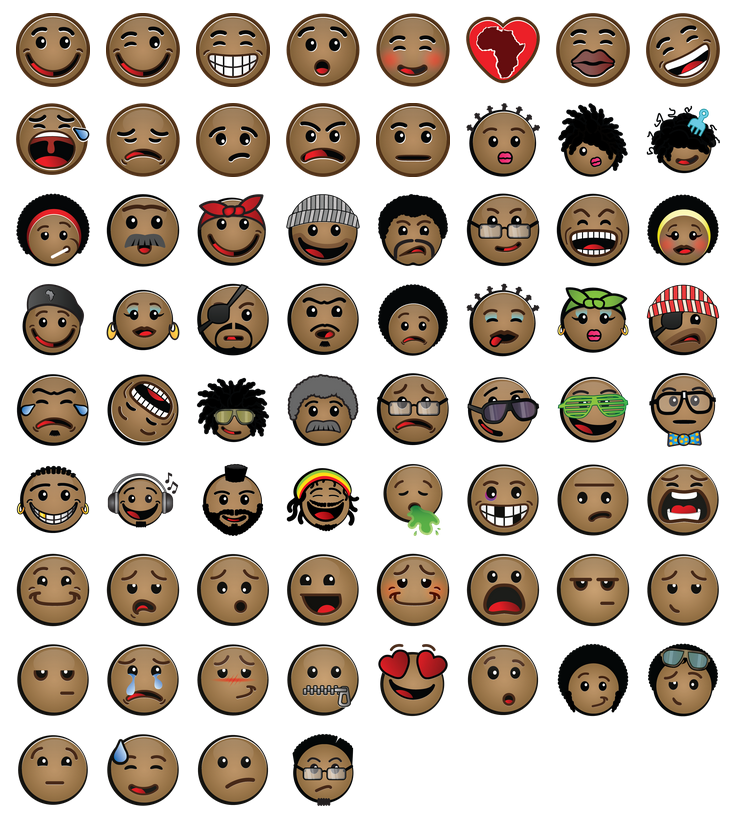 Here's a set of Afro-centric emoticons that Oju Africa's CEO thinks trumps Apple's new diverse emojis. (OjuAfrica.com)