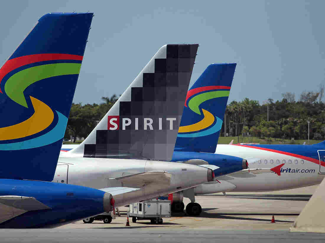 Spirit Airlines planes sit on the tarmac at the Fort Lauderdale International Airport on June 14, 2010 in Fort Lauderdale, Florida. (Photo by )