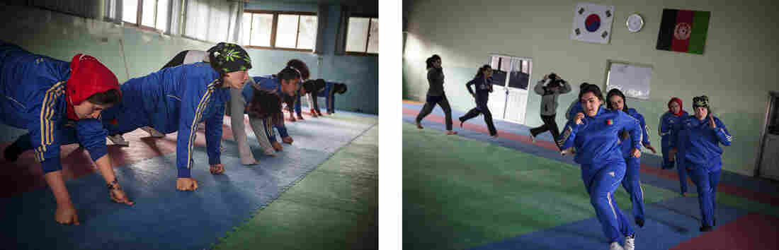 Building up the girls' strength and stamina is a top priority. They are supposed to train for 90 minutes three or more times a week in this Spartan gym.