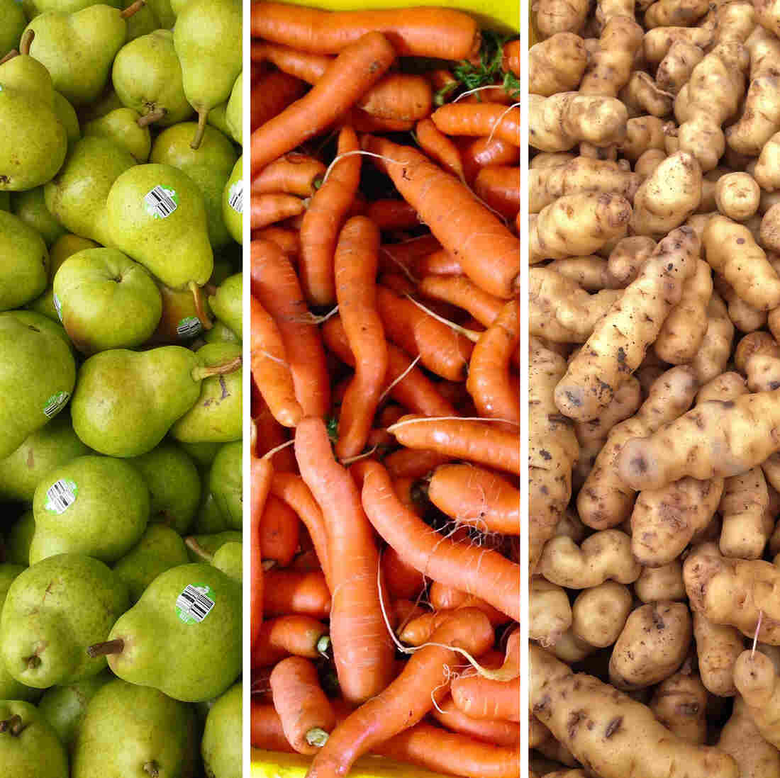 Not so ugly, eh? Supposedly imperfect produce rescued and reclaimed for consumption by Bon Appetit and Better Harvests.