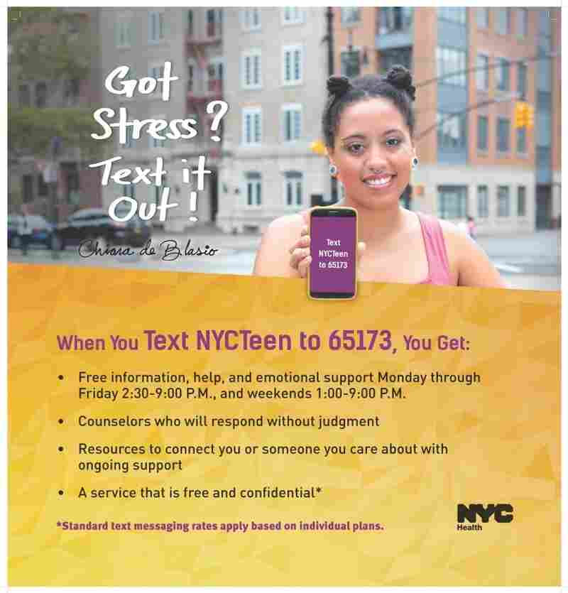 A flyer for the NYC Teen Text program.