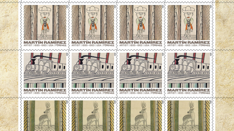 The U.S. Postal Service, in conjunction with the Ricco/Maresca Gallery in New York, unveiled five new stamps Thursday depicting the paintings of Mexican artist Martin Ramirez.