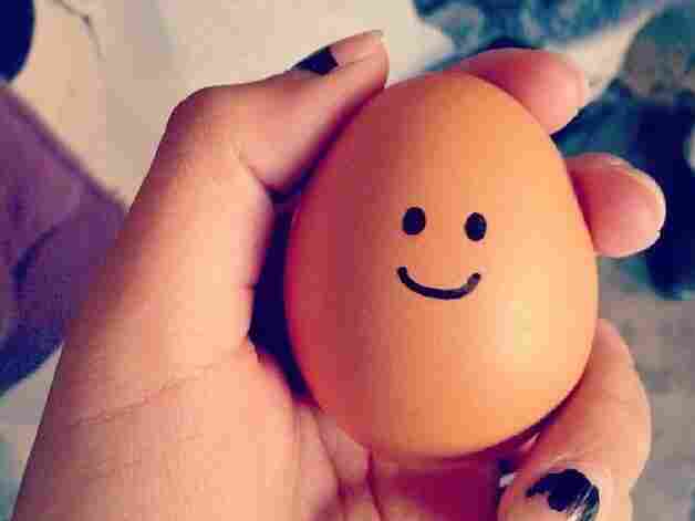 An egg baby created by Aaron Warren's ninth-grade student at Orthopaedic Hospital Medical Magnet High School in Los Angeles.