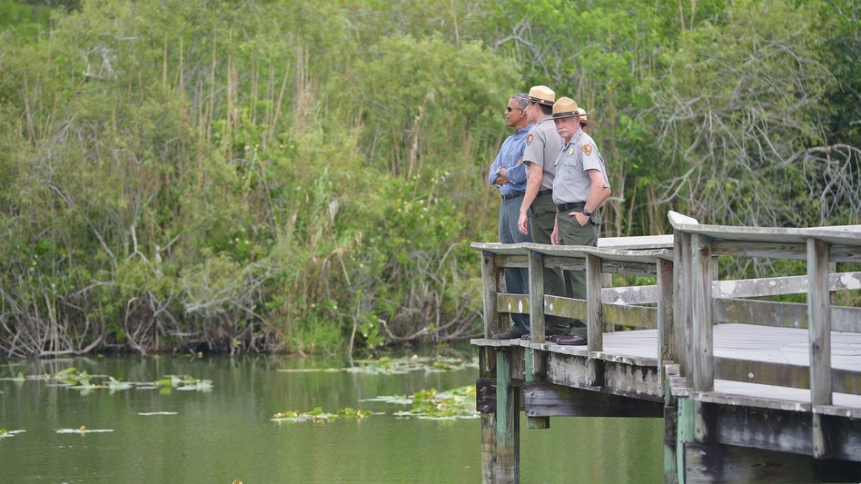 "Part of the reason we're here is because climate change is threatening this treasure and the communities that depend on it," Obama said Wednesday of his visit to Everglades National Park in Florida. "If we don't act, there may not be an Everglades as we know it." (Mandel Ngan/AFP/Getty Images)