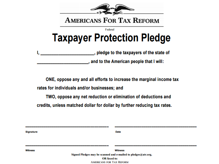 The "Taxpayer Protection Pledge" that is such a big part of Republican primary politics.