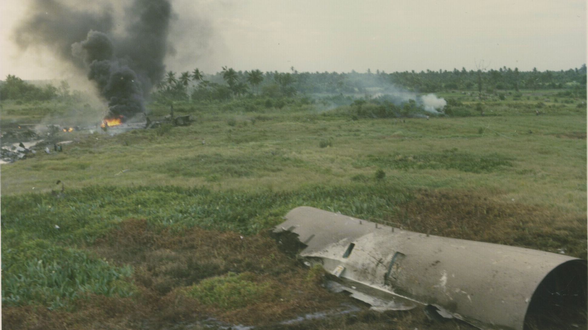 On April 4, 1975, a Lockheed C-5A Galaxy participating in Operation Babylift crashed on approach during an emergency landing at Tan Son Nhut Air Base, South Vietnam. (Courtesy of Bud Traynor)