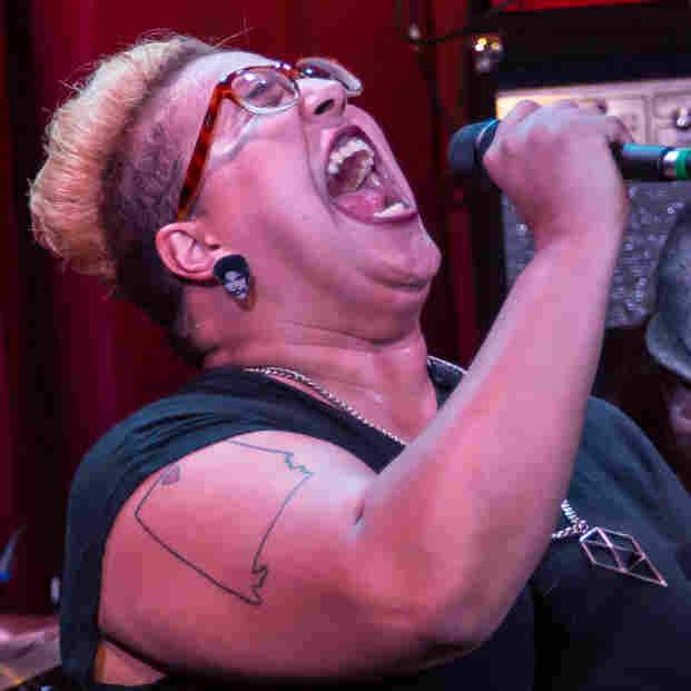 Brittany Howard of Alabama Shakes gets into it during the band's show in Los Angeles on Monday, April 20.