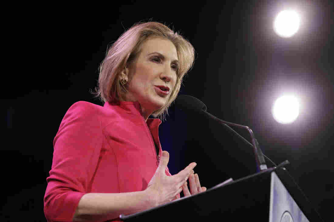 Carly Fiorina speaks in Des Moines, Iowa, in January. So far, Fiorina is the lone notable Republican woman eyeing the White House.