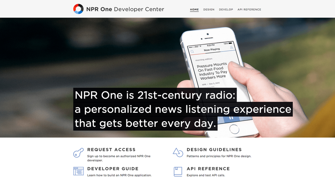 The NPR One Developer Center.