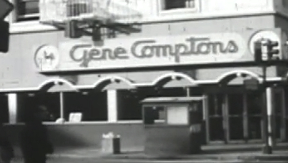 A view of Gene Compton's cafeteria In San Francisco's Tenderloin District. In 1966, the eatery was the site of landmark confrontations between police and transgender activists. (Courtesy of Screaming Queens/Frameline)