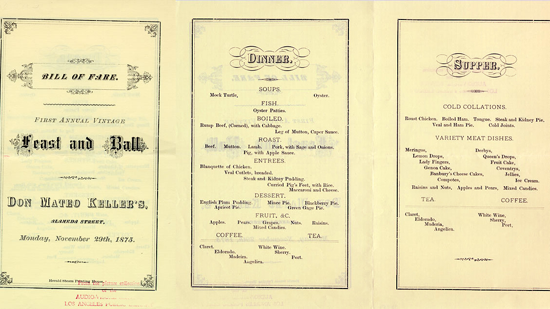 The Repast Is Not Even Past: Old LA Menus : NPR History Dept. : NPR