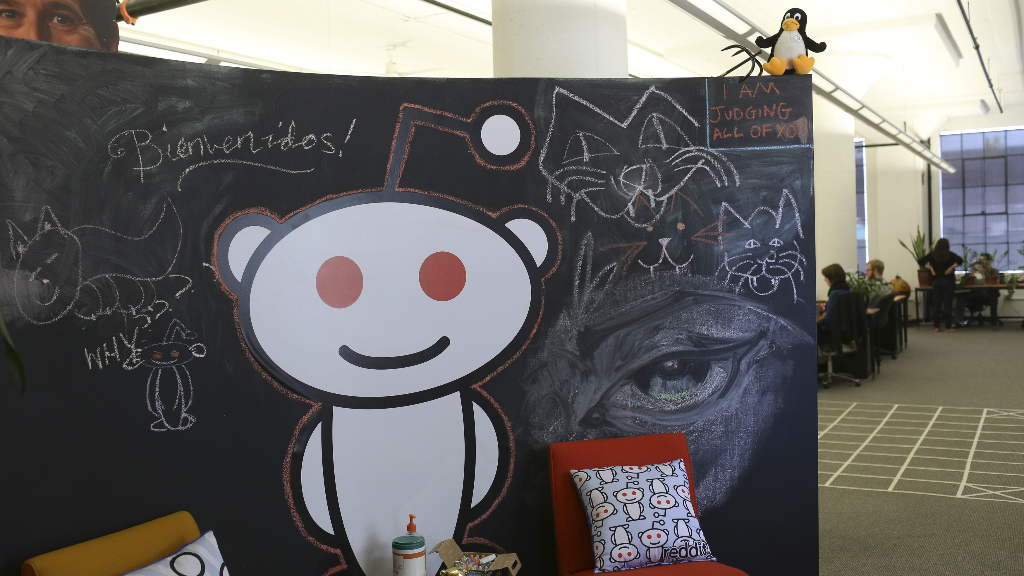 A Reddit mascot is shown at the company's headquarters in San Francisco. Reddit has published a new policy aimed at harassment on the site. (Reuters/Landov)