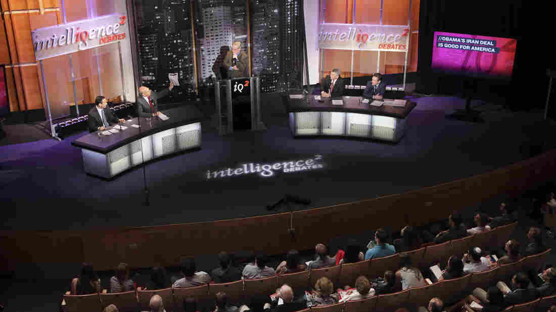 Intelligence Squared U.S. debate stage.