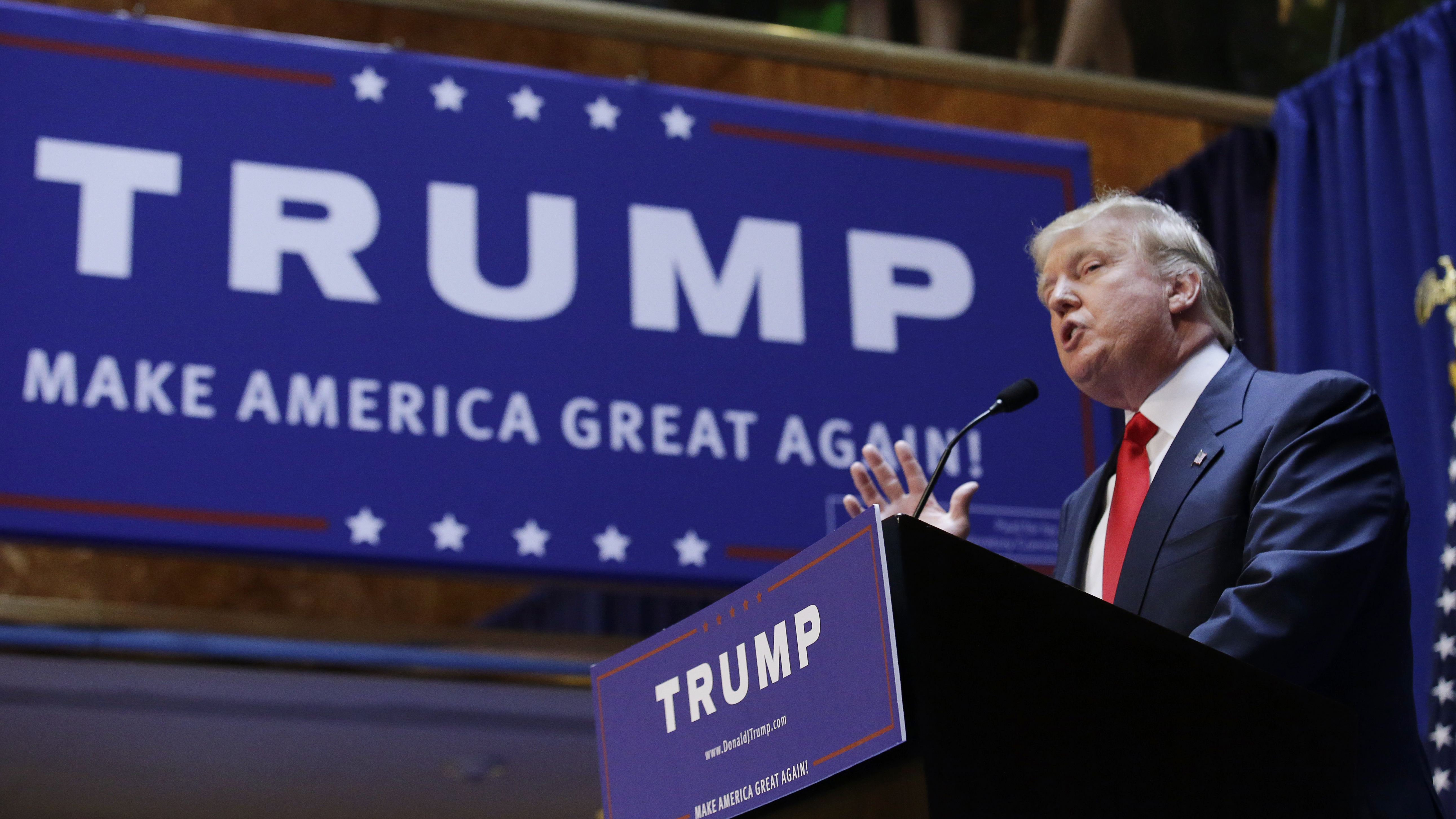 Real estate mogul and TV personality Donald Trump formally announces his bid for the 2016 Republican presidential nomination during an event at Trump Tower in New York. (Reuters /Landov)