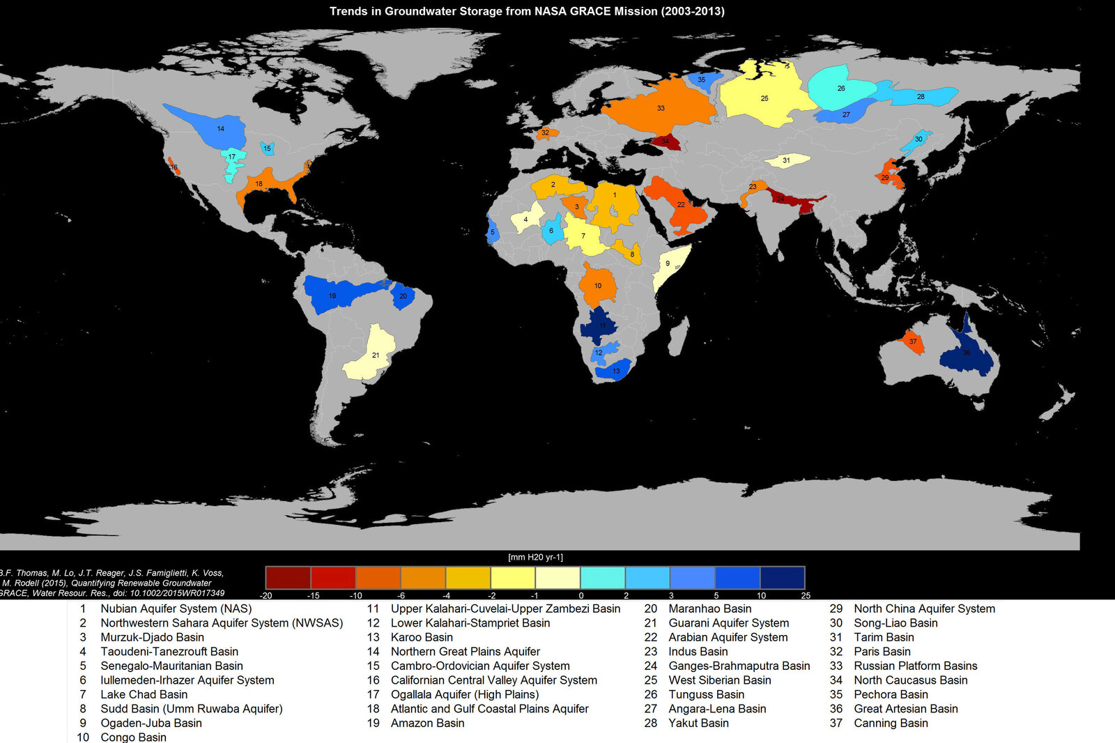 Roughly a third of the world's 37 largest aquifers are under stress, according to a new study.