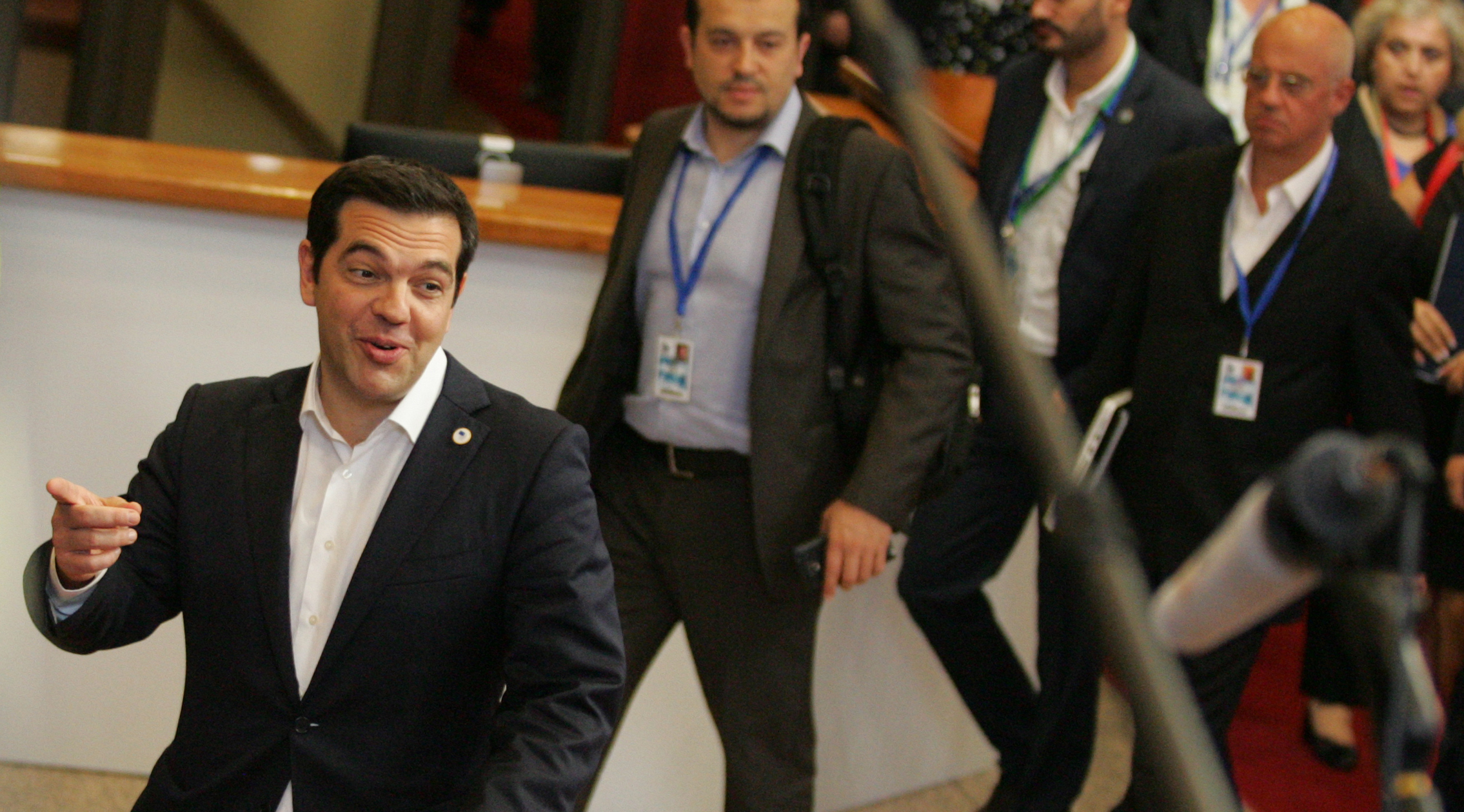Greek Prime Minister Alexis Tsipras leaves an emergency summit of eurozone heads of state and government in Brussels on Tuesday.