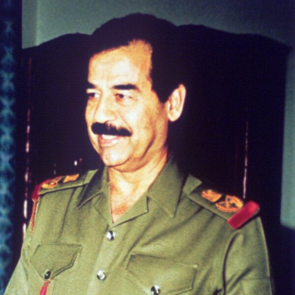 Iraq President Saddam Hussein is shown in Baghdad in January 1991, just before the first U.S. war in Iraq. The American forces would oust the Iraqi leader 12 years later in a second war.