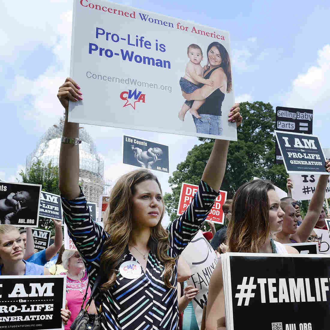 Anti-abortion activists hold a rally opposing federal funding for Planned Parenthood in front of the U.S. Capitol on July 28 in Washington, D.C. Anti-abortion activists hold a rally opposing federal funding for Planned Parenthood in front of the U.S. Capitol on July 28 in Washington, D.C.