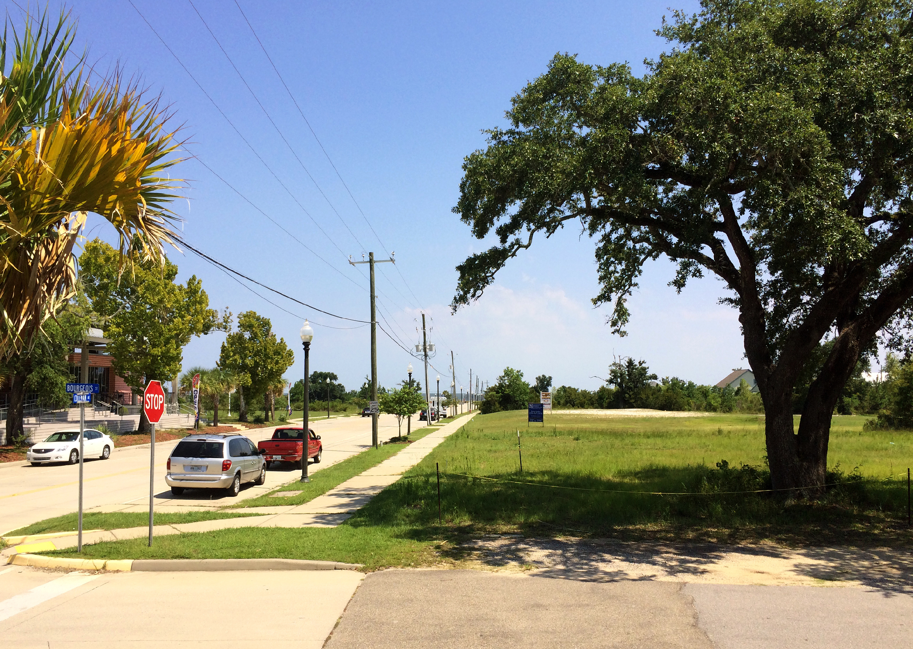 A view of Coleman Avenue, looking south, from the ground floor of City Hall in Waveland, Miss. This used to be the main downtown thoroughfare. There were 29 businesses on the street before Hurricane Katrina; today there are just six.