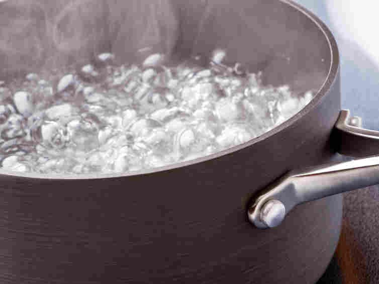 Water turns from a liquid into a gas.