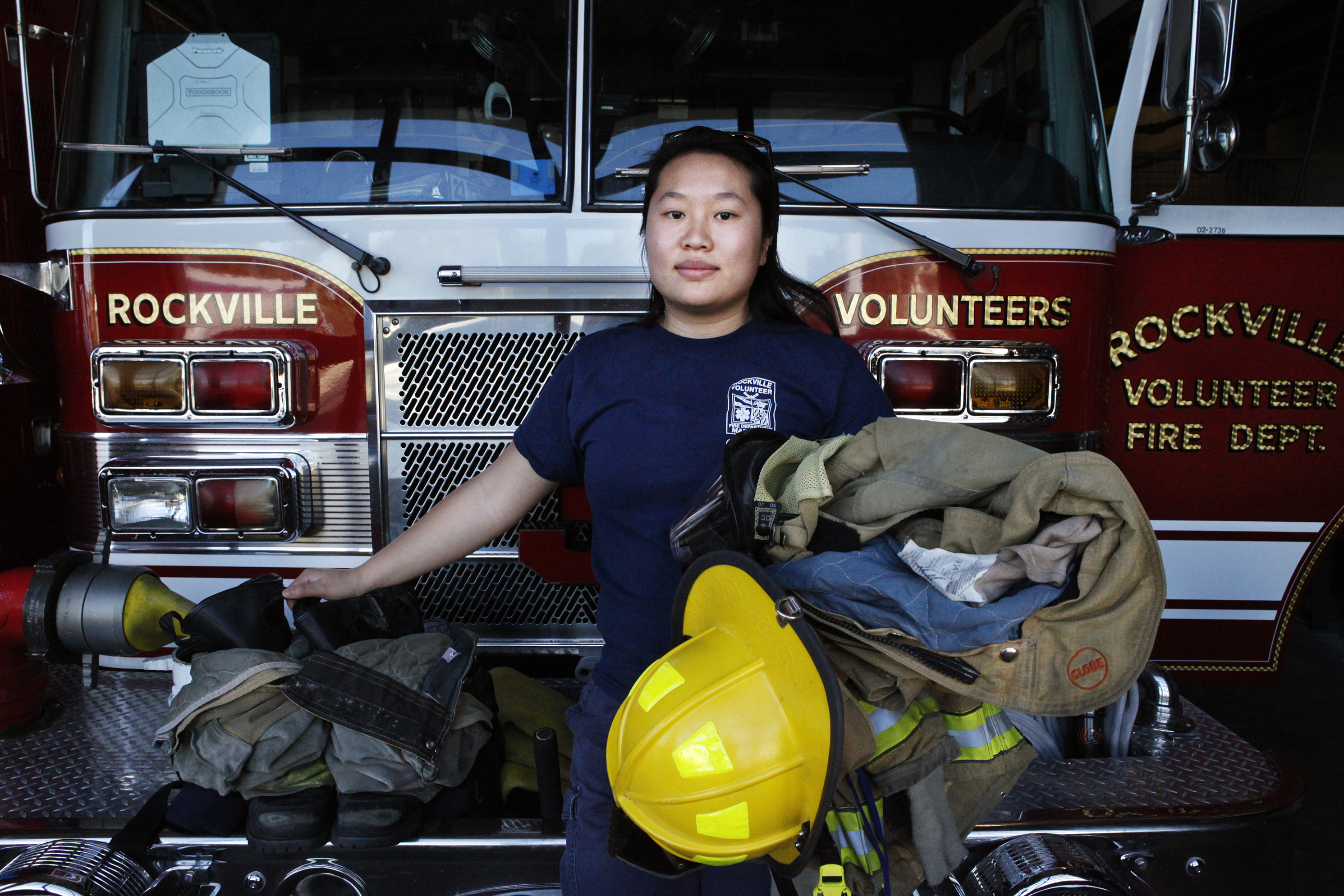 Nancy Chen chose to go to community college at Montgomery College. On Monday nights, she works for the Rockville Volunteer Fire Department. (NPR)