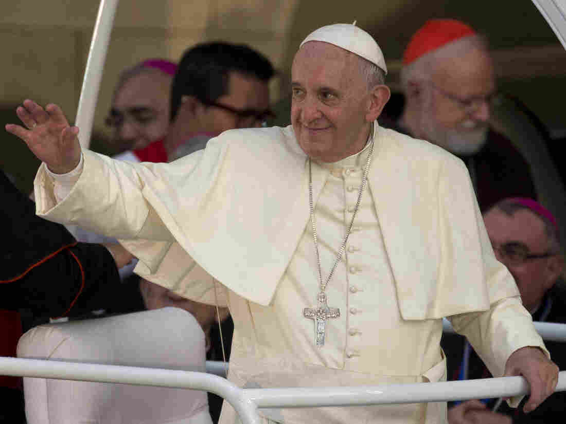 Pope Francis leaves a meeting with a group of Cuban youth in Havana on Sept. 20.
