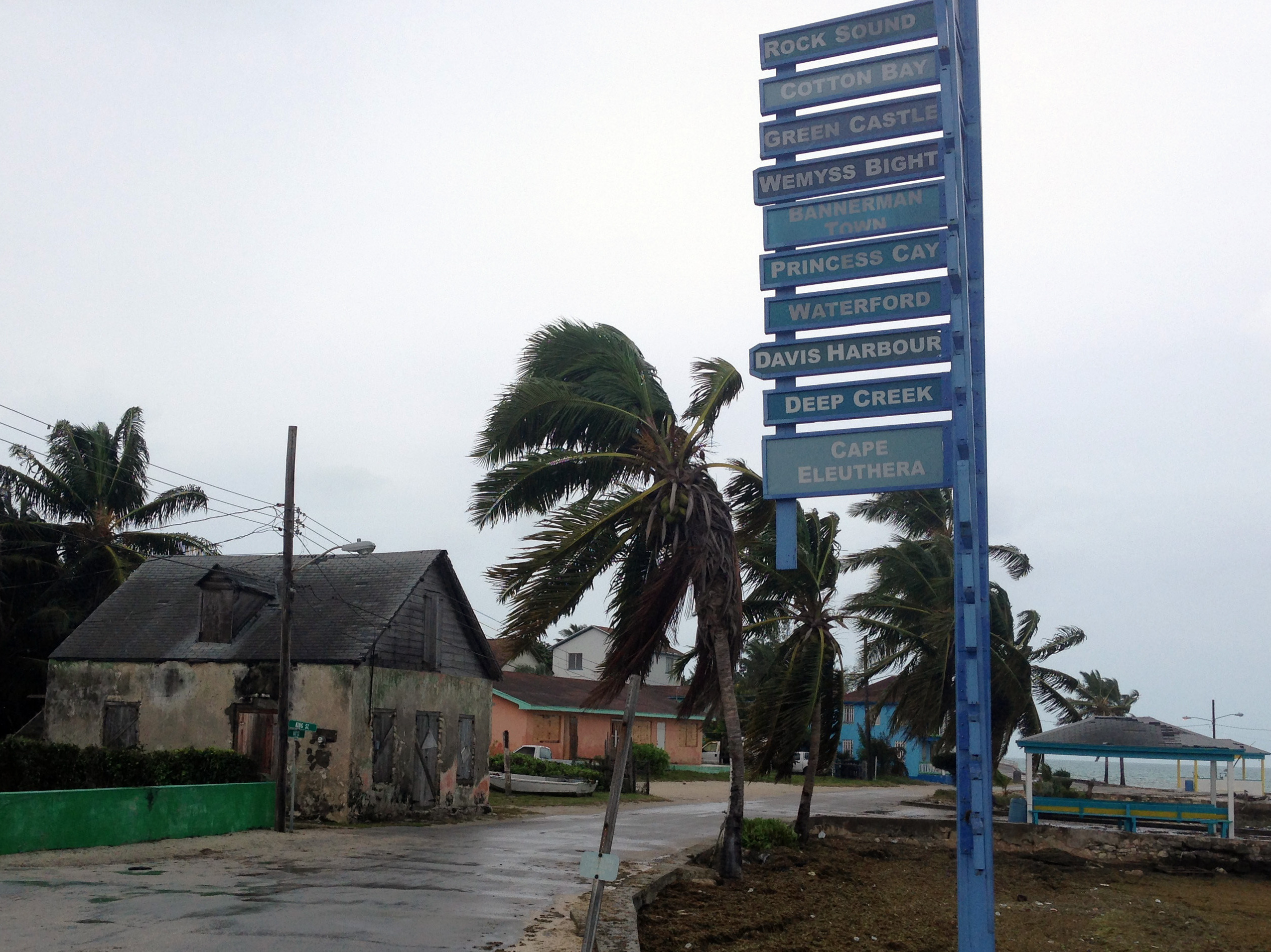 The sky is overcast on south Eleuthera island, Bahamas, early Friday, as Hurricane Joaquin dumps torrential rain across the eastern and central Bahamas as a Category 4 storm.