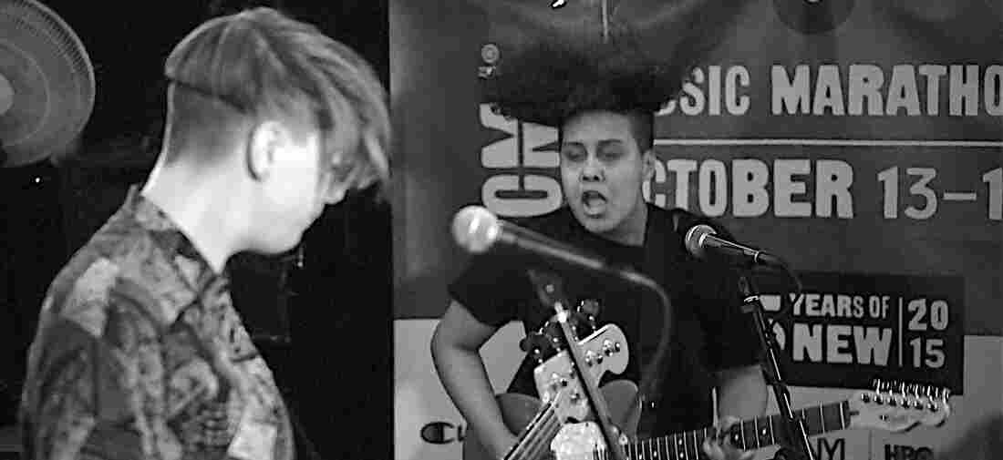 British rock act Shopping perform at Cake Shop during CMJ.