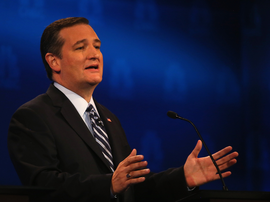 Presidential candidate Sen. Ted Cruz (R-TX) speaks during the CNBC Republican Presidential Debate at University of Colorado's Coors Events Center on Oct. 28, 2015 in Boulder, Colorado. (Justin Sullivan/Getty Images)