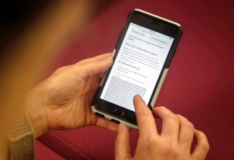 The online tool called Breast Screening Decisions explains the risks of screening vs. waiting, and also asks how a woman feels about the options. (Meredith Rizzo/NPR)