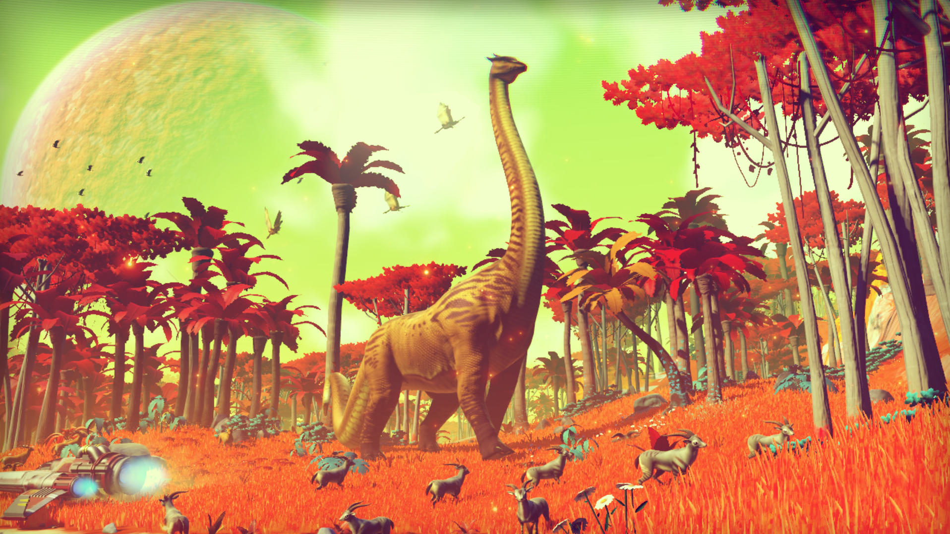 One of the estimated 18 quintillion worlds — each featuring exquisite detail of geology, flora and fauna — in the upcoming game <em>No Man's Sky</em>. (Hello Games)