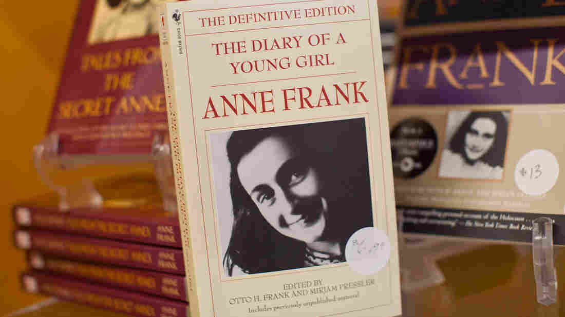 A copy of The Diary of a Young Girl, displayed at the Anne Frank Center in New York City.