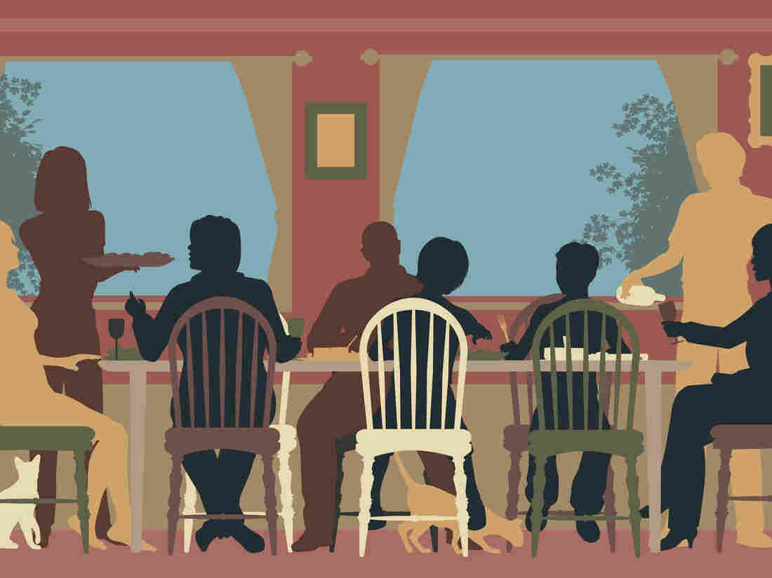 Stock graphic of people eating at a table