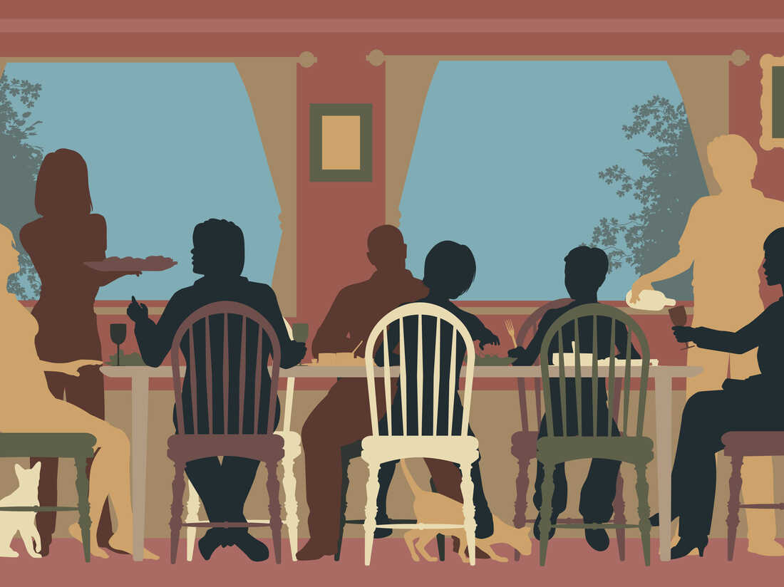 Stock graphic of people eating at a table