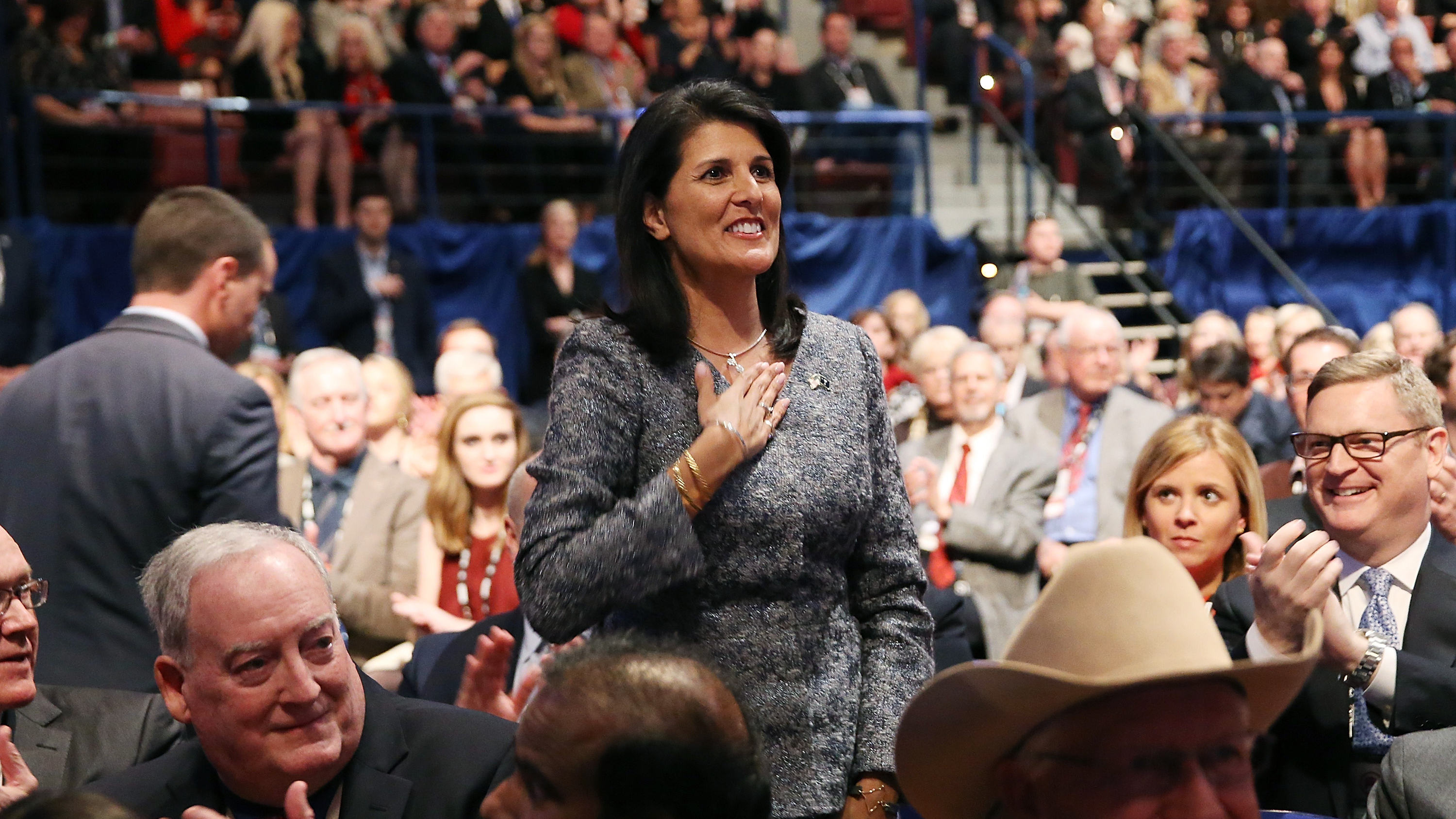 Gov. Nikki Haley, R-S.C. at Charleston, S.C., Republican presidential debate Thursday. (Getty Images)
