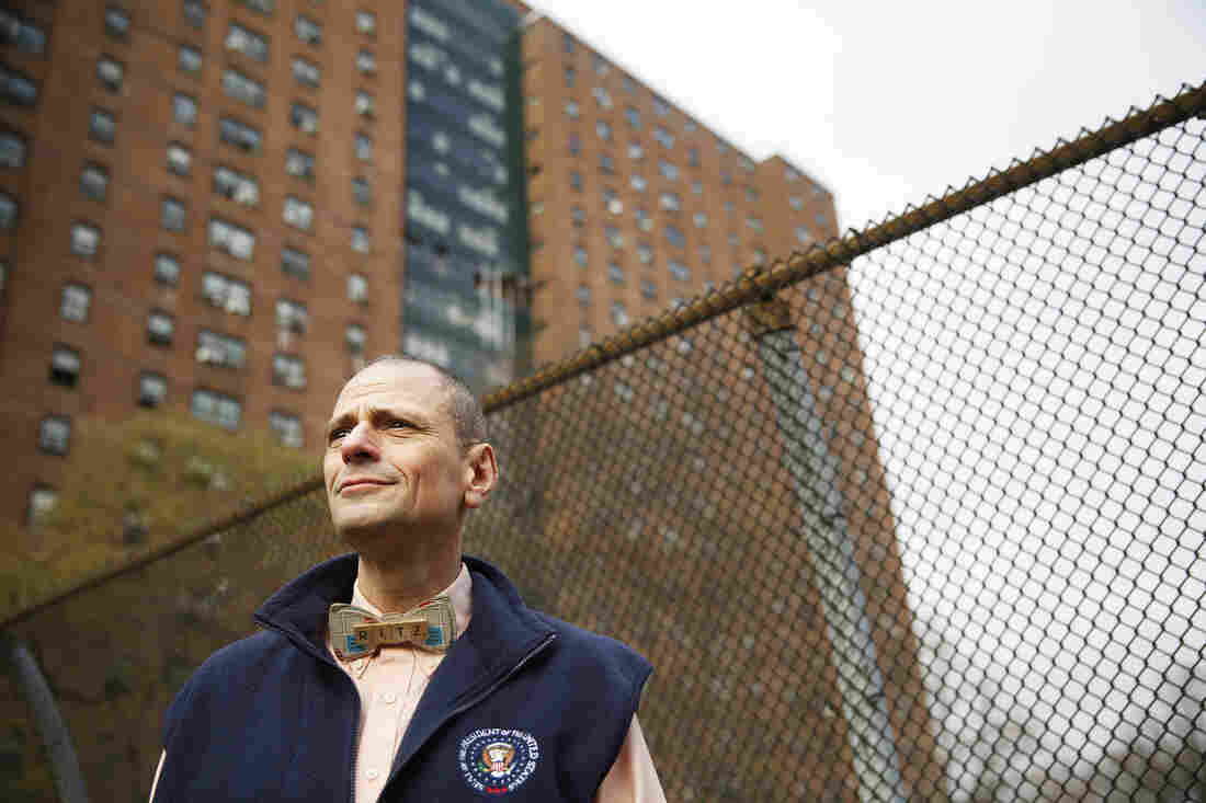 Stephen Ritz, one of NPR's 50 Great Teachers, has a bow tie with his name made out of Scrabble tiles.