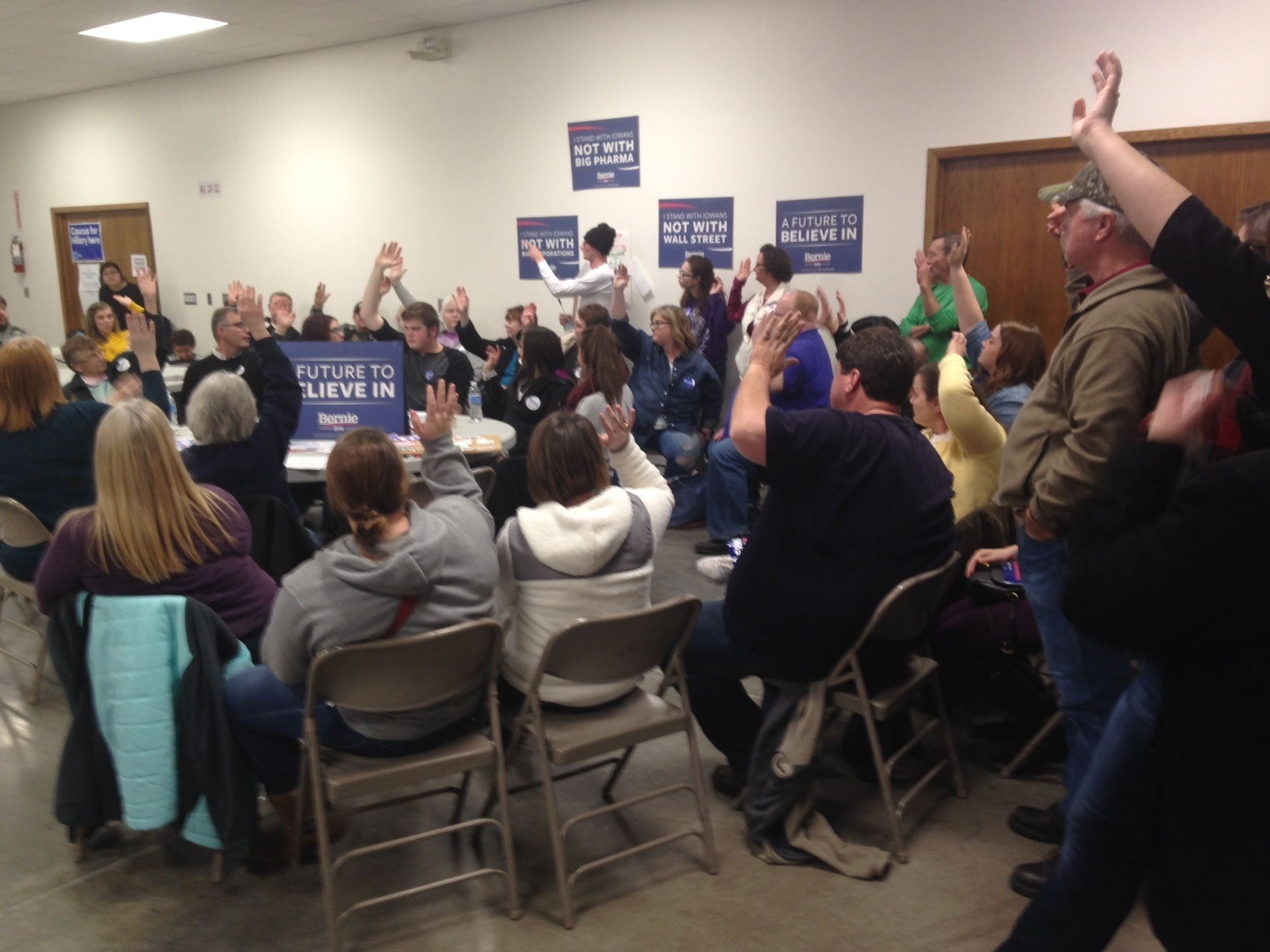 The Iowa Democratic caucus in the city of Earlham, Madison County, Iowa.